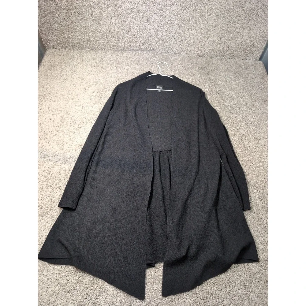 EILEEN FISHER Black Knit Cardigan Sweater Duster Italian Yarn Size S